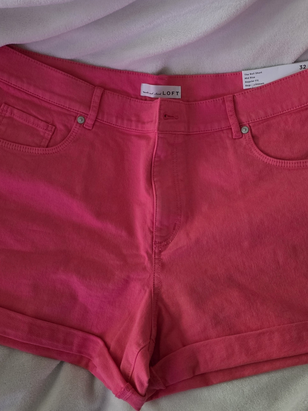 LOFT Hot Pink High-Rise Denim Shorts